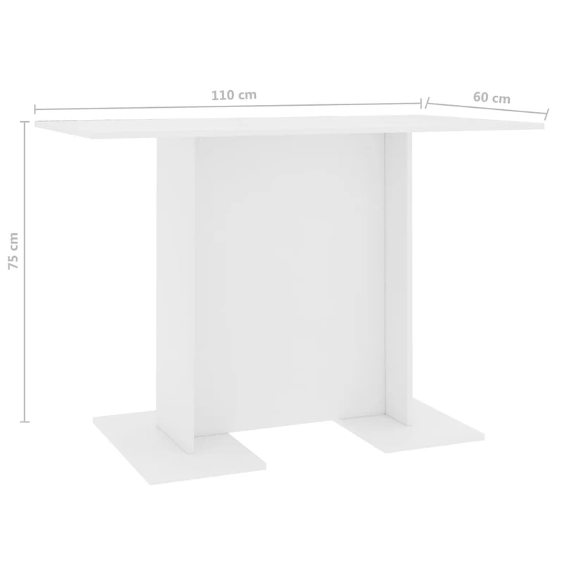 Table de salle à manger blanche bois d’ingénierie blanc 110 x 60 cm DEC036635