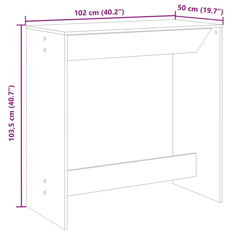 Table de bar rectangulaire design naturel – finition chêne artisanal – 102 × 50 × 103,5 cm DEC036424