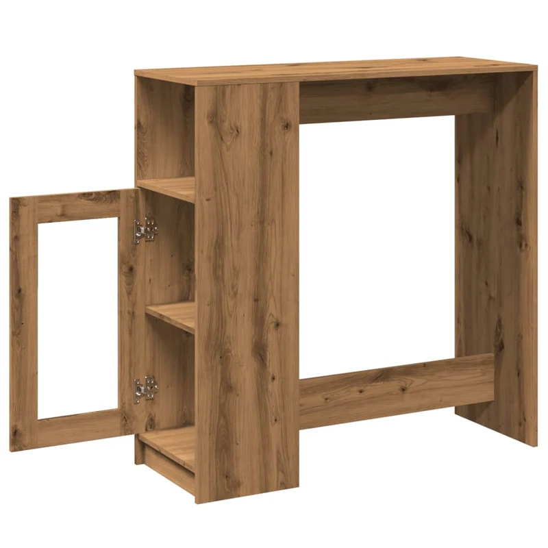 Table de bar compacte avec rangement intégré – finition chêne artisanal – 101 × 40 × 103,5 cm DEC036365