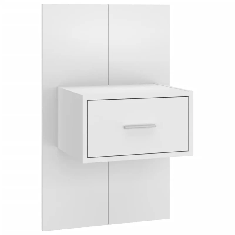 Lot de 2 tables de chevet murales avec tiroir en bois d'ingénierie blanc DEC036015