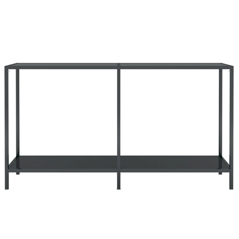 Table console tabl e d'appoint 140 x 35 x 75,5 cm verre trempé et acier noir DEC032110