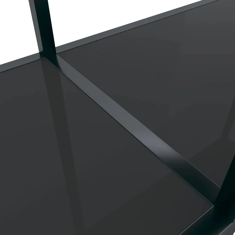 Table console tabl e d'appoint 140 x 35 x 75,5 cm verre trempé et acier noir DEC032110