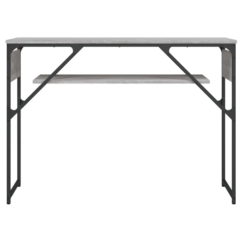 Table console avec étagère 105 x 30 x 75 cm bois d'ingénierie gris et métal DEC031654