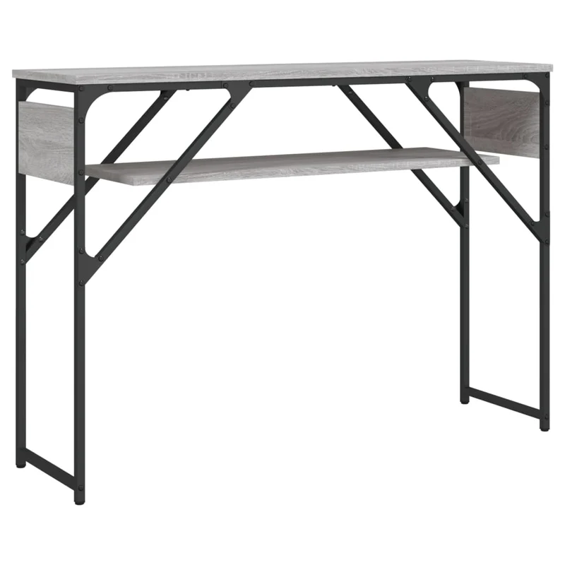 Table console avec étagère 105 x 30 x 75 cm bois d'ingénierie gris et métal DEC031654