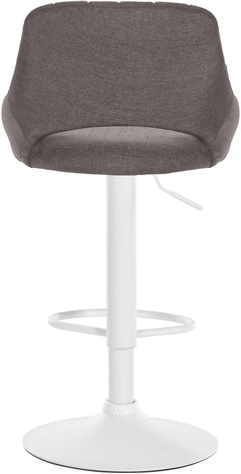 Lot de 2 tabourets de bar réglables en tissu gris foncé dossier ajouré et pied métal blanc 10_0006107