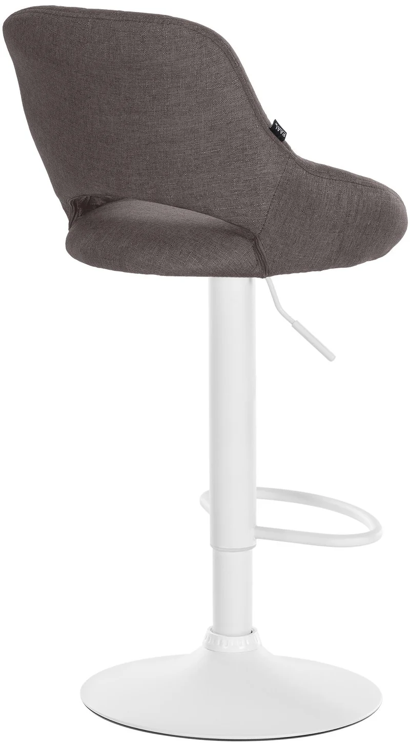 Lot de 2 tabourets de bar réglables en tissu gris foncé dossier ajouré et pied métal blanc 10_0006107
