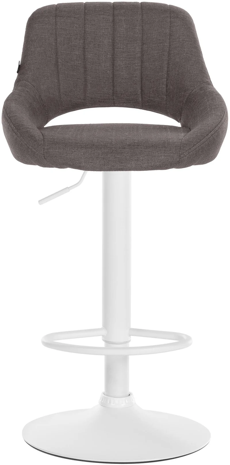 Lot de 2 tabourets de bar réglables en tissu gris foncé dossier ajouré et pied métal blanc 10_0006107