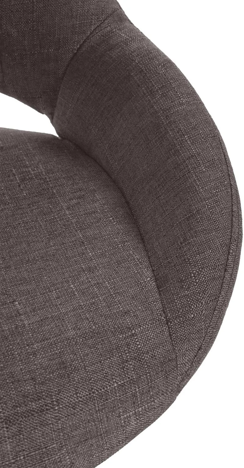 Lot de 2 tabourets de bar avec repose-pieds pivotant et réglable en tissu gris foncé et métal 10_0004355