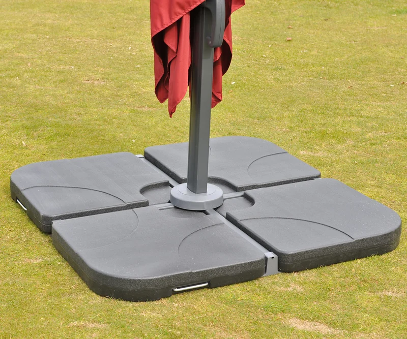 Parasol professionnel restaurant pour jardin terrasse 3x3m (Ø4,24m) polyester aluminium/acier 23kg vert avec pied 04_0003448
