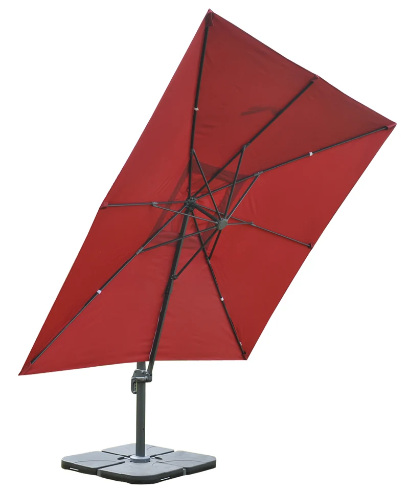 Parasol professionnel restaurant pour jardin terrasse 3x3m (Ø4,24m) polyester aluminium/acier 23kg vert avec pied 04_0003448