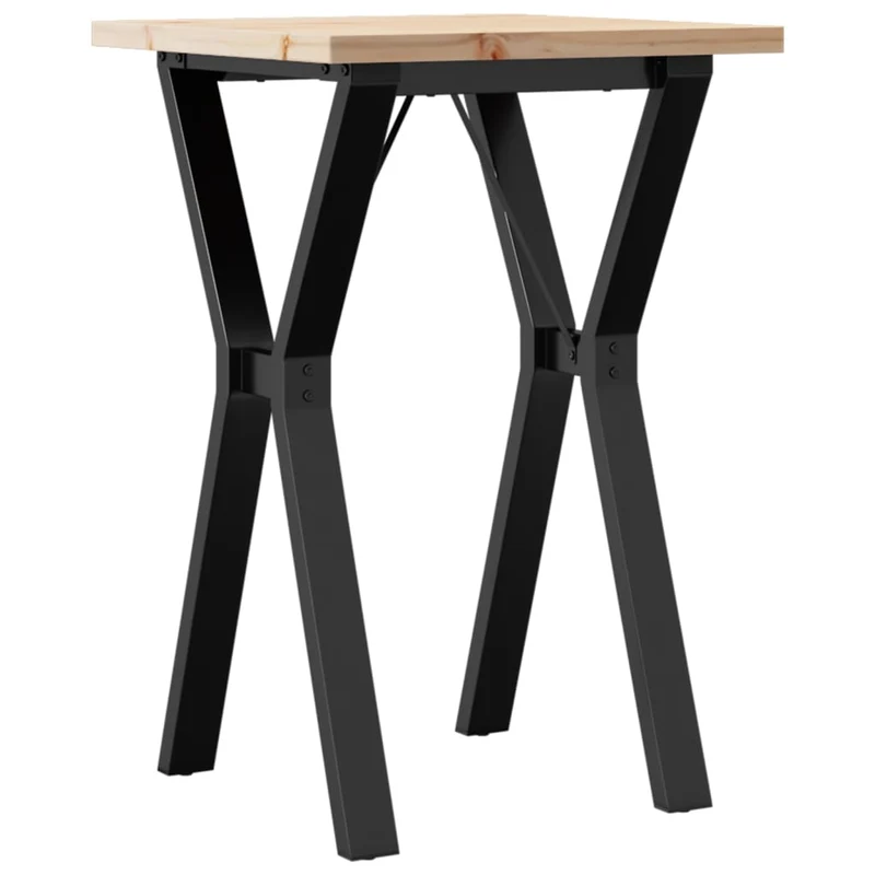 Table de cuisine compacte style industriel – bois de pin massif et métal noir – 50 × 50 cm DEC036833