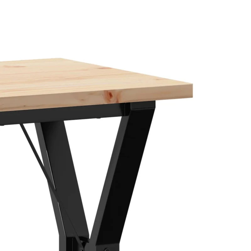 Table de cuisine compacte style industriel – bois de pin massif et métal noir – 50 × 50 cm DEC036833