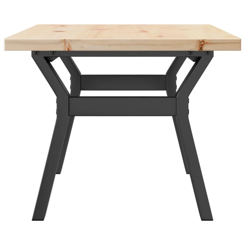 Table basse rectangulaire style industriel cadre en y 80 x 50 x 40,5cm bois de pin et acier DEC036292