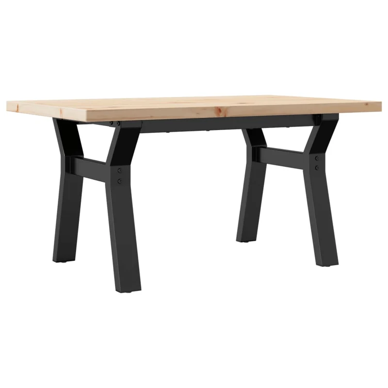 Table basse rectangulaire style industriel cadre en y 80 x 50 x 40,5cm bois de pin et acier DEC036292