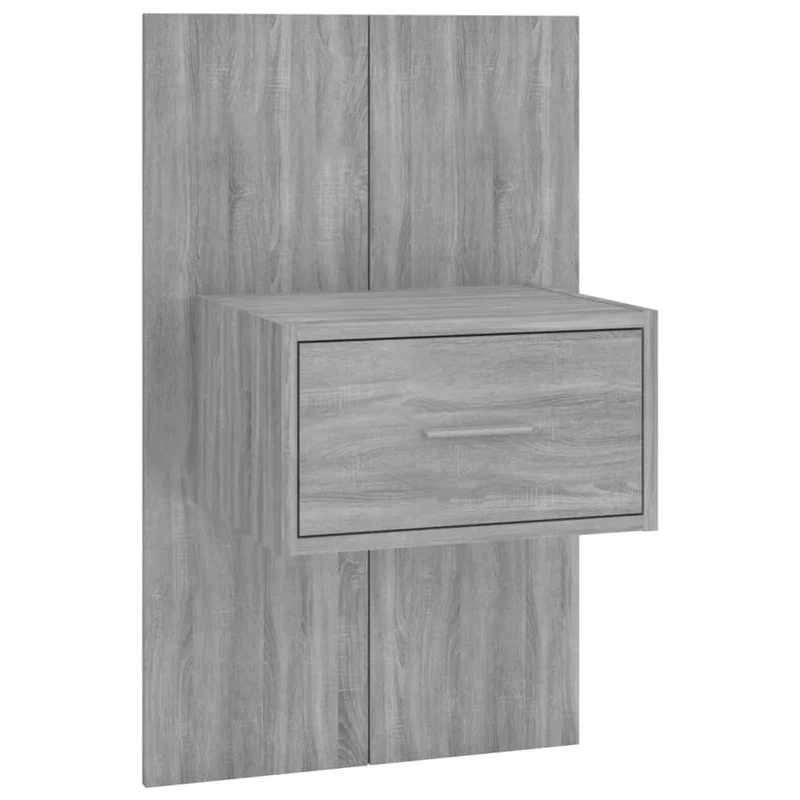 Lot de 2 tables de chevet murales avec tiroir en bois d'ingénierie gris DEC036107