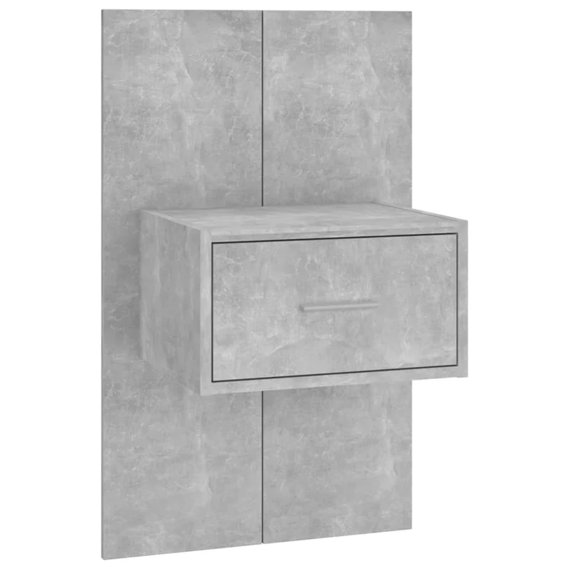 Lot de 2 tables de chevet murales avec tiroirs bois d'ingénierie gris effet béton DEC036078