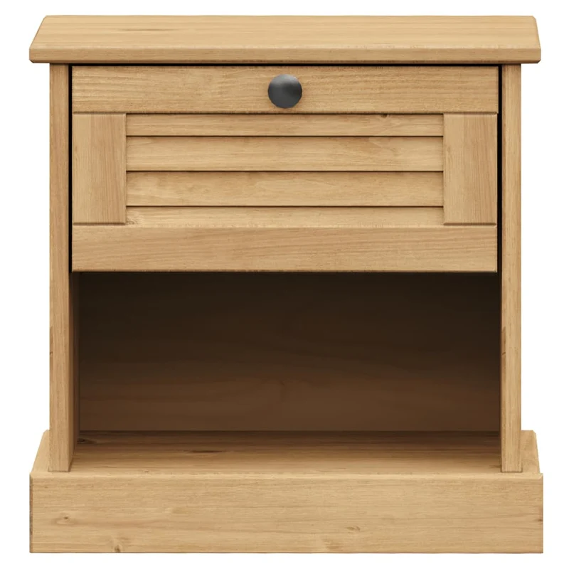 Table de chevet avec tiroir et compartiment ouvert 42 x 35 x 42 cm bois de pin MDF et métal DEC034718