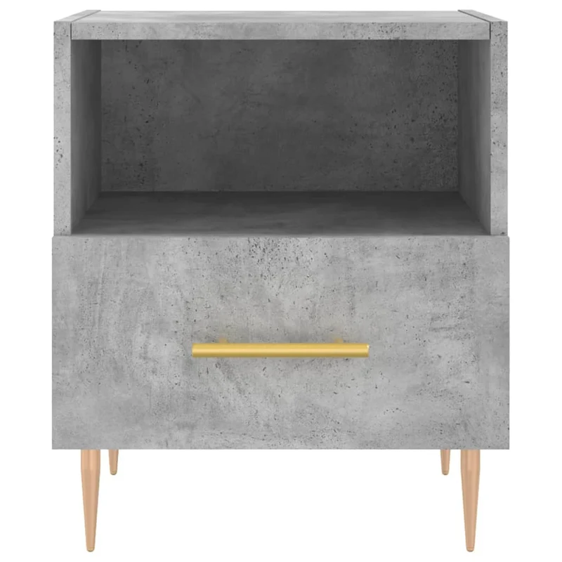 Table de chevet avc tiroir et compartiment ouvert 40 x 35 x 47,5 cm bois d’ingénierie gris et fer DEC033990