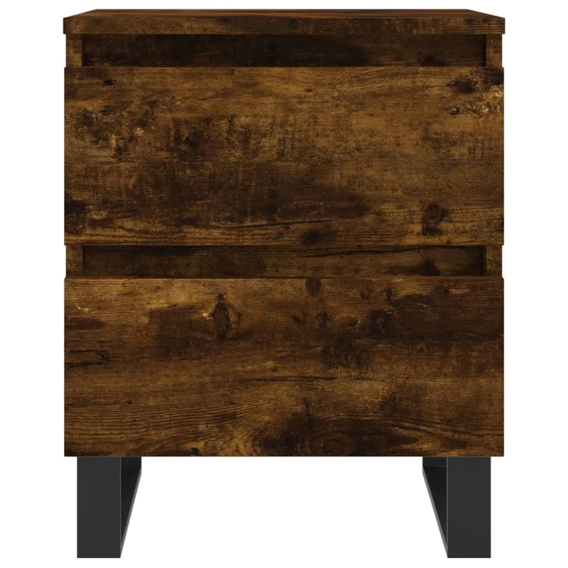 Table de chevet avec deux tiroirs 40 x 35 x 50 cm bois d’ingénierie marron et fer DEC033590