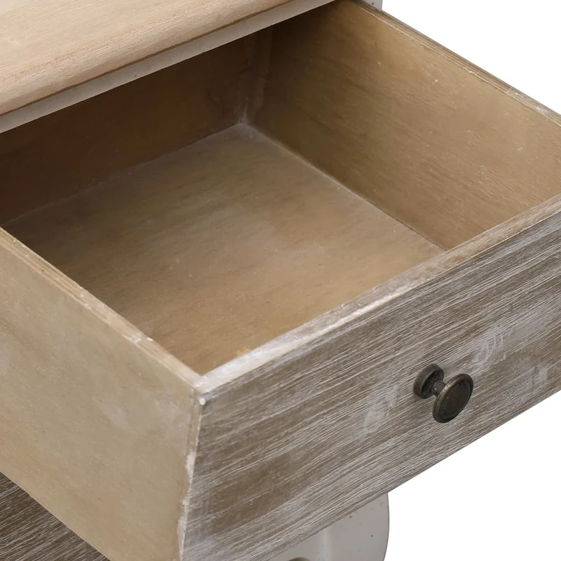 Lot de 2 tables de chevet avec deux tiroirs 35 x 30 x 50 cm bois de paulownia blanc et teinte chêne clair DEC032753