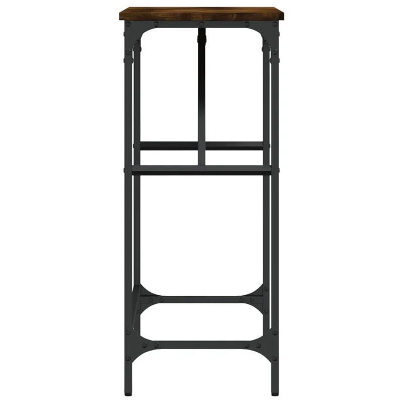 Table console rectangulaire style industriel – chêne fumé et métal noir 75 x 32 x 75 cm DEC031809