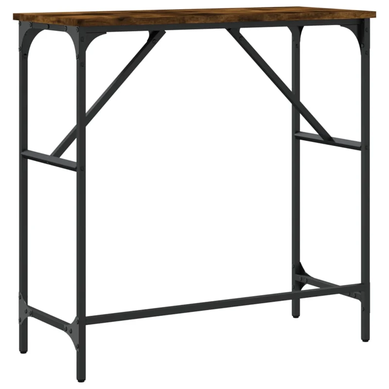 Table console rectangulaire style industriel – chêne fumé et métal noir 75 x 32 x 75 cm DEC031809