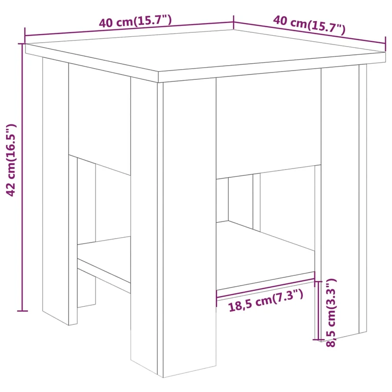 Petite table basse table d'appoint chevet avec étagère 40 x 40 x 42 cm bois d'ingénierie couleur chêne DEC038930