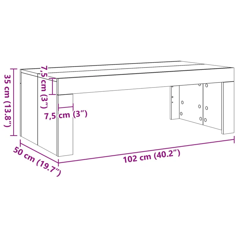 Table basse rectangulaire en bois d’ingénierie – Style moderne couleur chêne 102 x 50 x 35 cm DEC038291