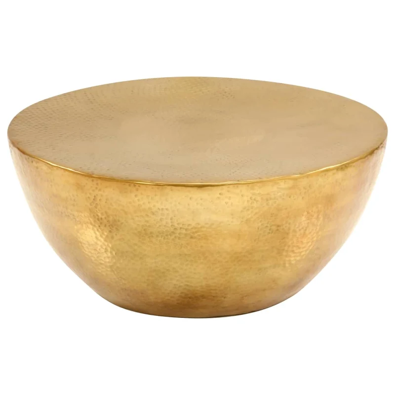 Table basse ronde en aluminium martelé laiton – Design bol table d’appoint moderne Ø 70 cm DEC037261