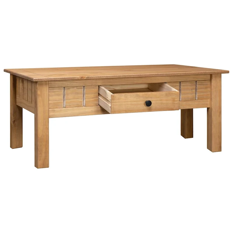 Table basse de salon avec tiroir design rustique 100 x 60 x 45 cm bois de pin massif DEC036965