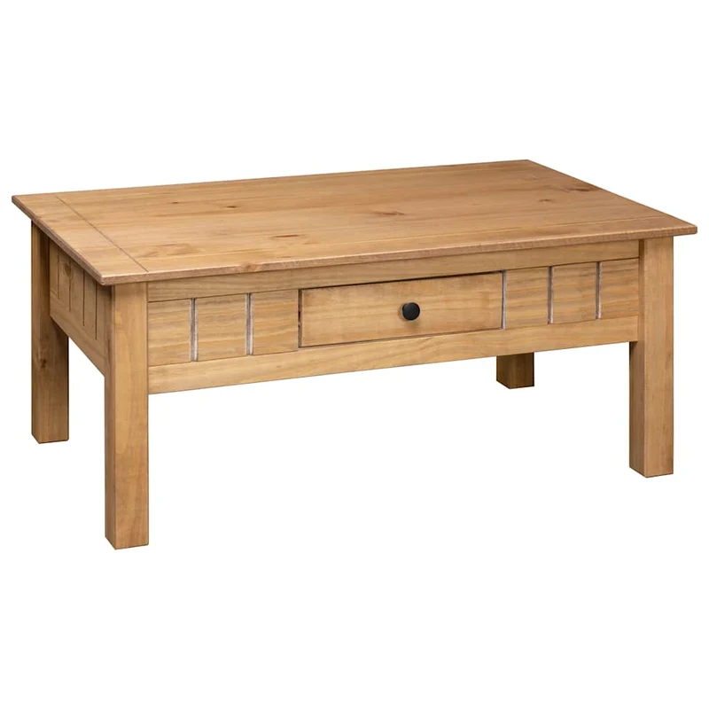 Table basse de salon avec tiroir design rustique 100 x 60 x 45 cm bois de pin massif DEC036965