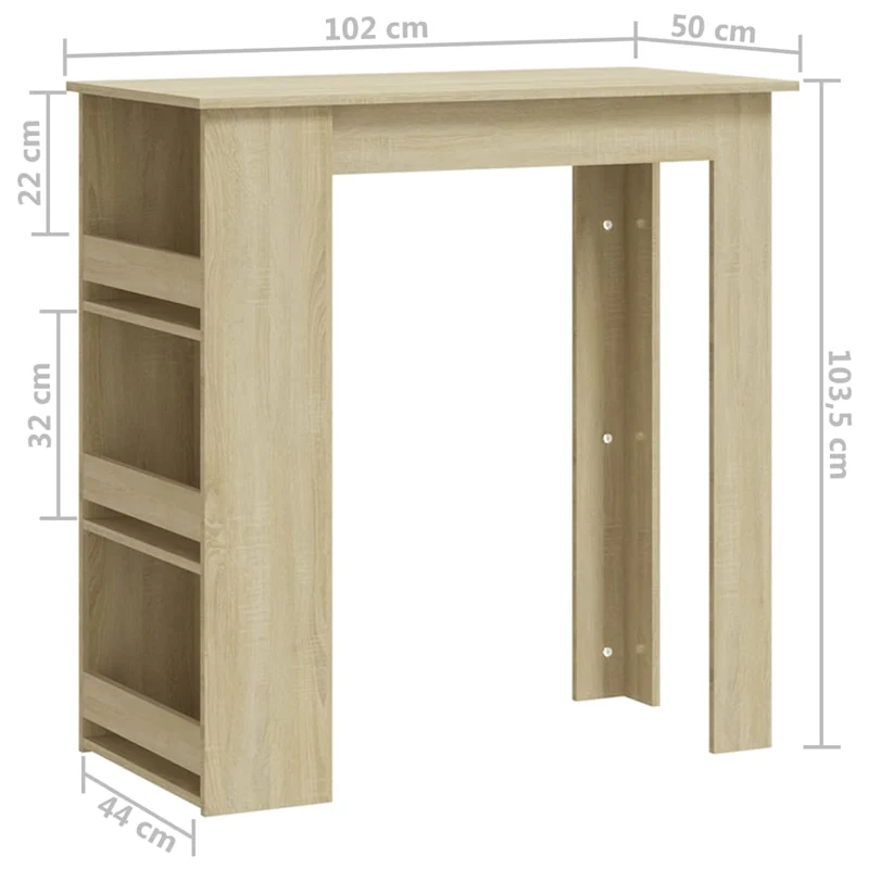 Table d’appoint multifonction avec rangement chêne sonoma 102 x 50 x 103,5 cm beige DEC036329