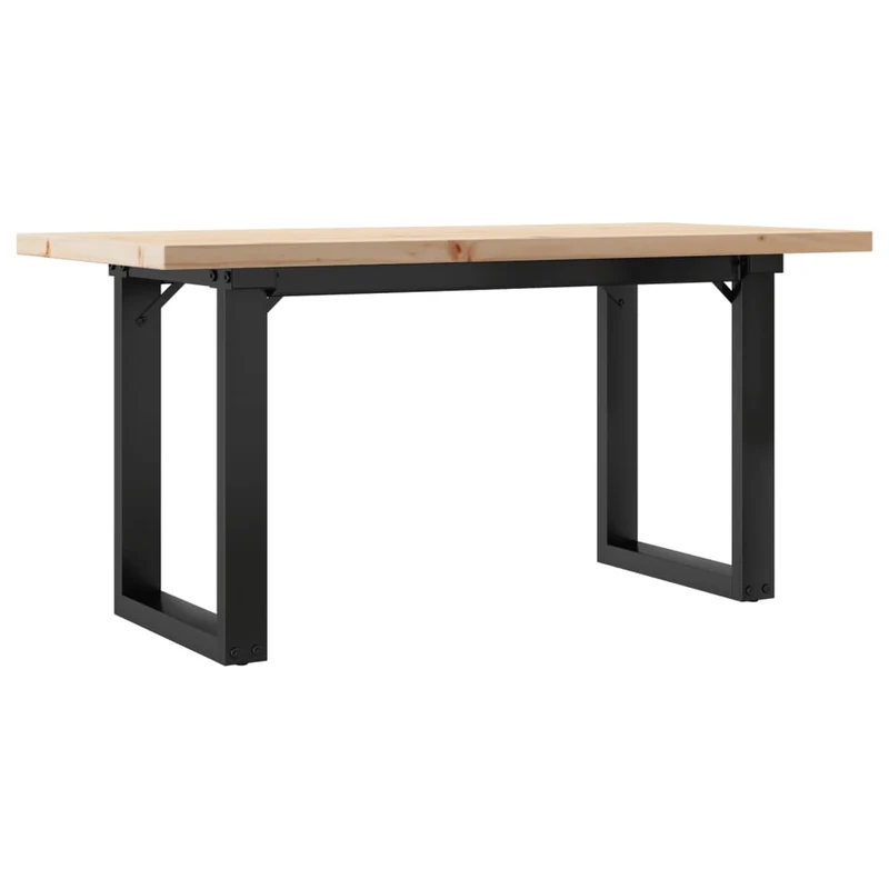 Table basse rectangulaire style industriel 100 x 50 x 45,5 cm bois de pin et acier DEC036234