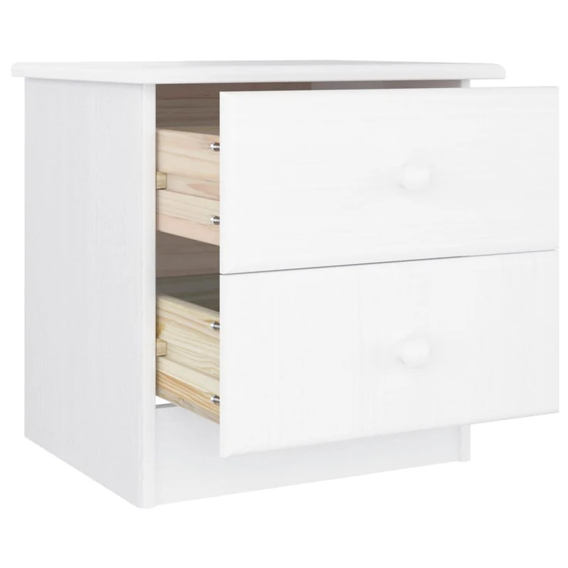 Table de chevet avec deux tiroirs 41 x 35 x 41 cm bois de pin massif blanc DEC033083