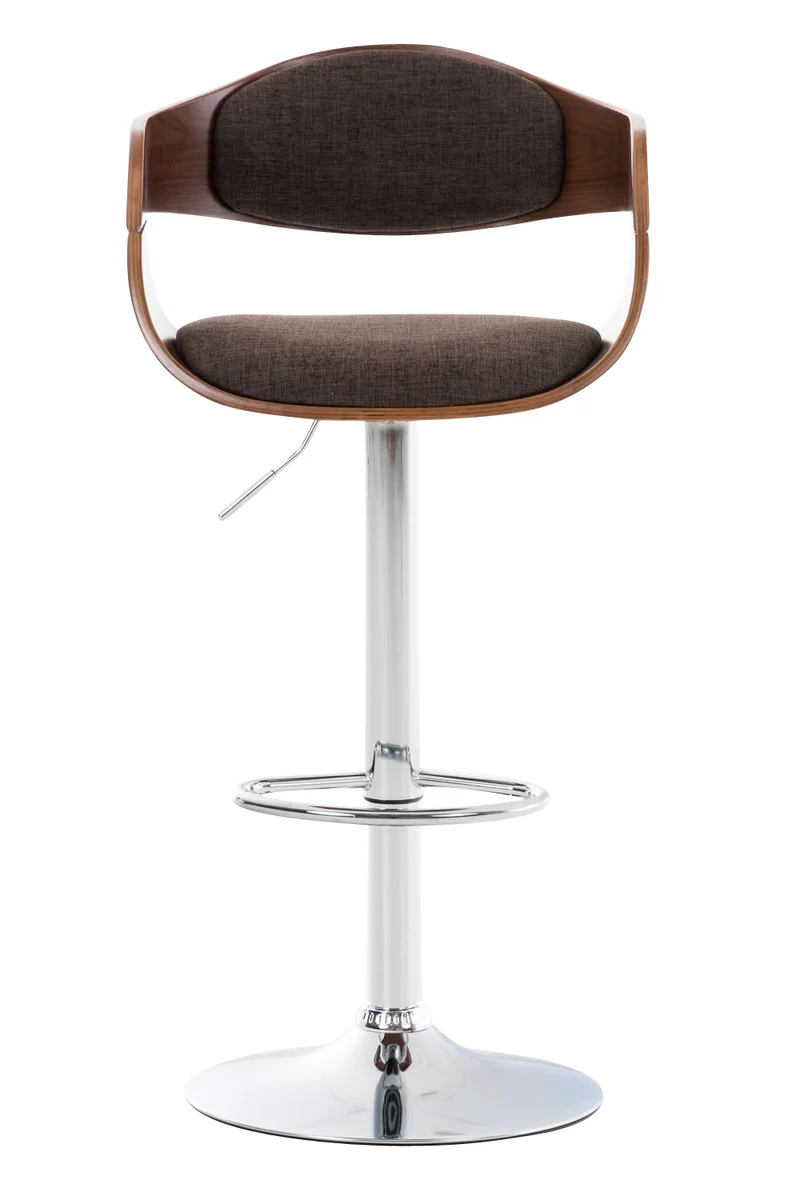 Lot de 2 tabourets de bar design scandinave en tissu marron et structure en bois couleur noyer 10_0004249