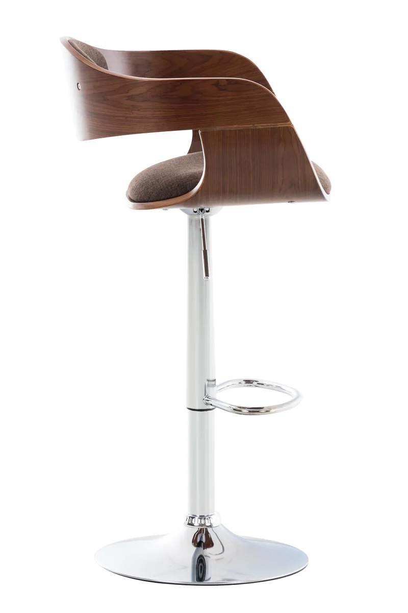 Lot de 2 tabourets de bar design scandinave en tissu marron et structure en bois couleur noyer 10_0004249