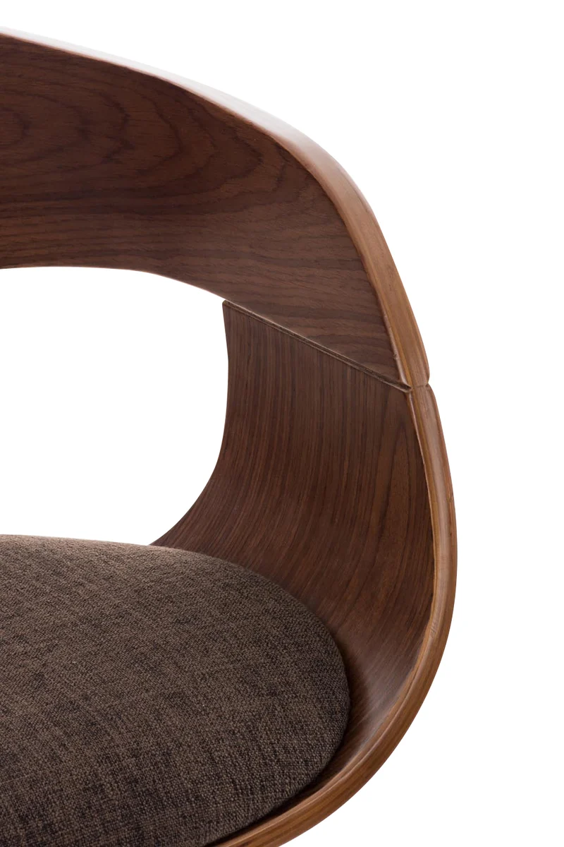 Lot de 2 tabourets de bar design scandinave en tissu marron et structure en bois couleur noyer 10_0004249