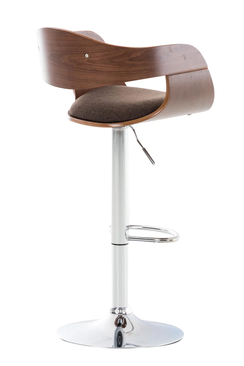 Tabouret de bar x1 design scandinave en tissu marron et structure en bois couleur noyer 10_0005045