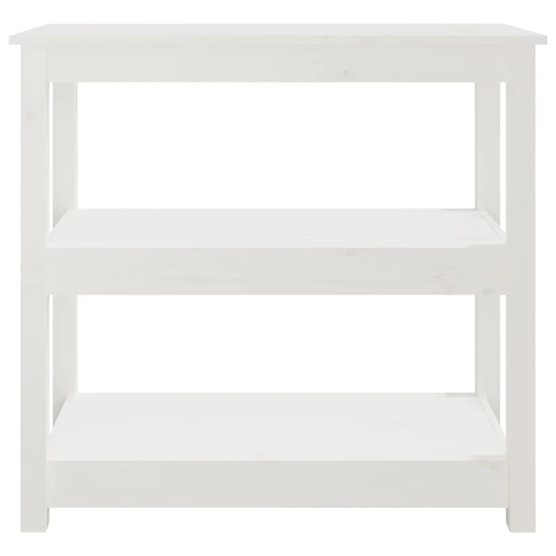 Table d'appoint console d'entrée meuble de salon avec étagères 80 x 40 x 74 cm bois massif de pin blanc DEC031719