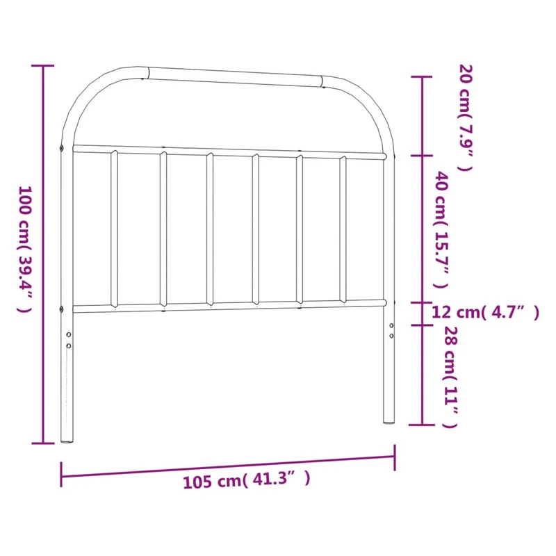 Tête de lit accessoire couchage chambre à coucher meuble 100 cm métal noir TDL0202452