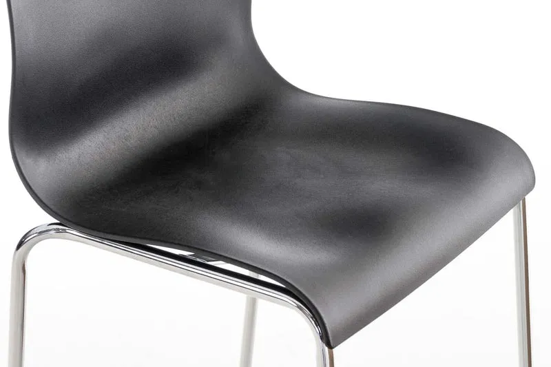 Lot de 2 tabourets de bar en tissu plastique noir cadre métallique chromé à quatre pieds style chic et moderne 10_0005566
