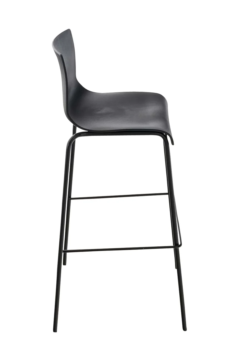 Lot de 2 tabourets de bar en tissu plastique noir cadre métallique noir à quatre pieds style chic et moderne 10_0005569