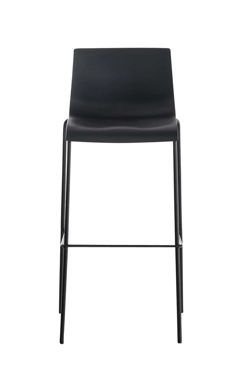 Lot de 2 tabourets de bar en tissu plastique noir cadre métallique noir à quatre pieds style chic et moderne 10_0005569