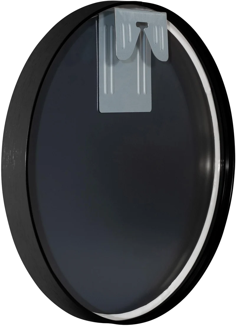 Miroir mural rond 30 cm cadre minimaliste noir 3 cm design moderne fixation murale incluse 10_0008741