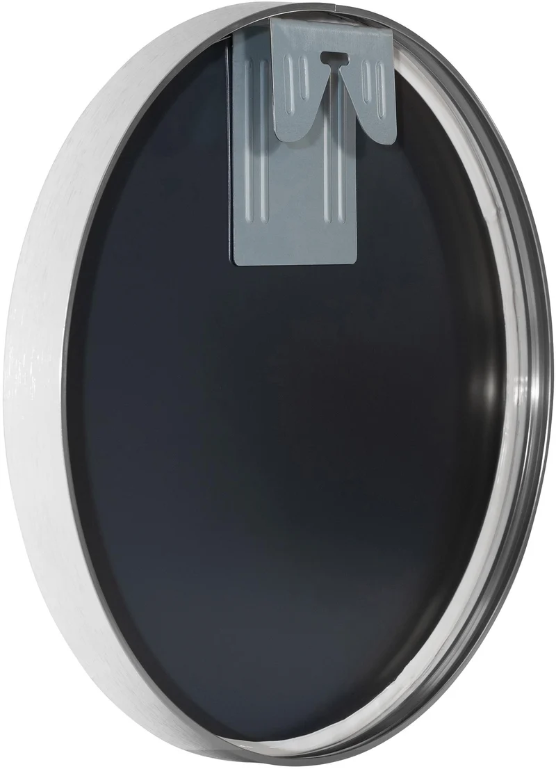 Miroir mural rond 30 cm cadre minimaliste argenté 3 cm design moderne fixation murale incluse 10_0008642