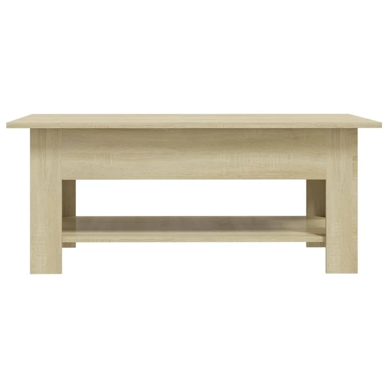 Table basse avec étagère design moderne 102 x 55 x 42 cm bois d'ingénierie couleur chêne DEC038912