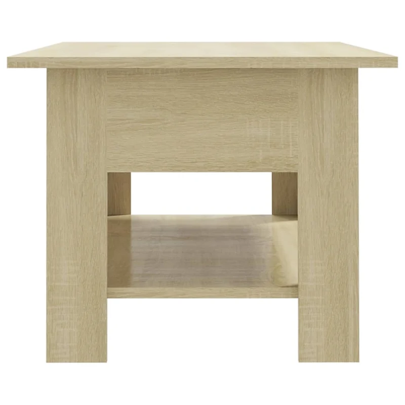 Table basse avec étagère design moderne 102 x 55 x 42 cm bois d'ingénierie couleur chêne DEC038912