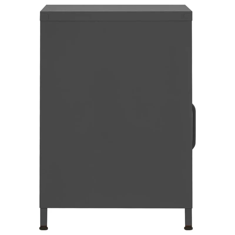 Table de chevet avec étagère ouverte et porte 35 x 35 x 51 cm acier anthracite DEC033092