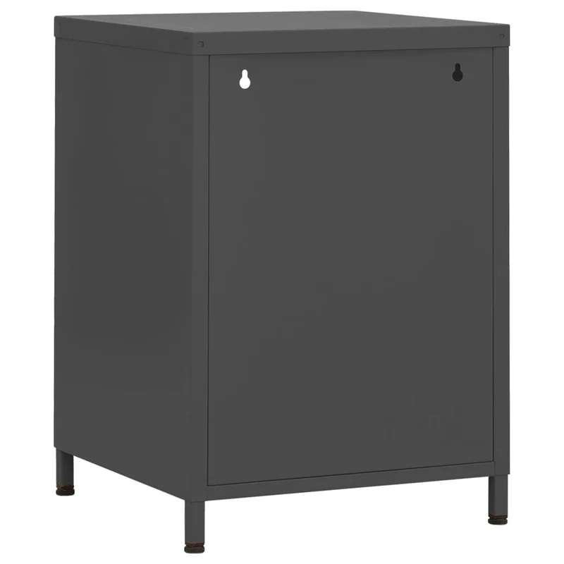 Table de chevet avec étagère ouverte et porte 35 x 35 x 51 cm acier anthracite DEC033092