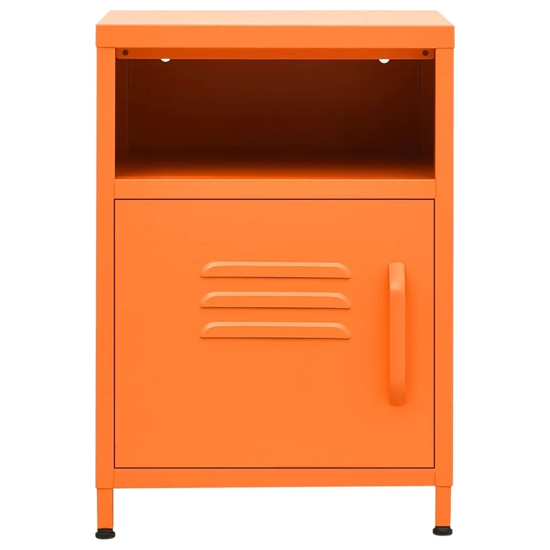 Table de chevet avec compartiment avec porte et ouvert 35 x 35 x 51 cm acier orange DEC034539